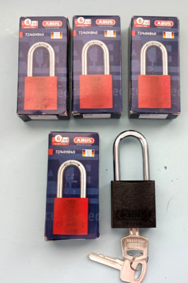 ABUS Black 72/40HB40 Lockout Tagout Padlock 1.5'' Shackle, 4 Pack Keyd the Same