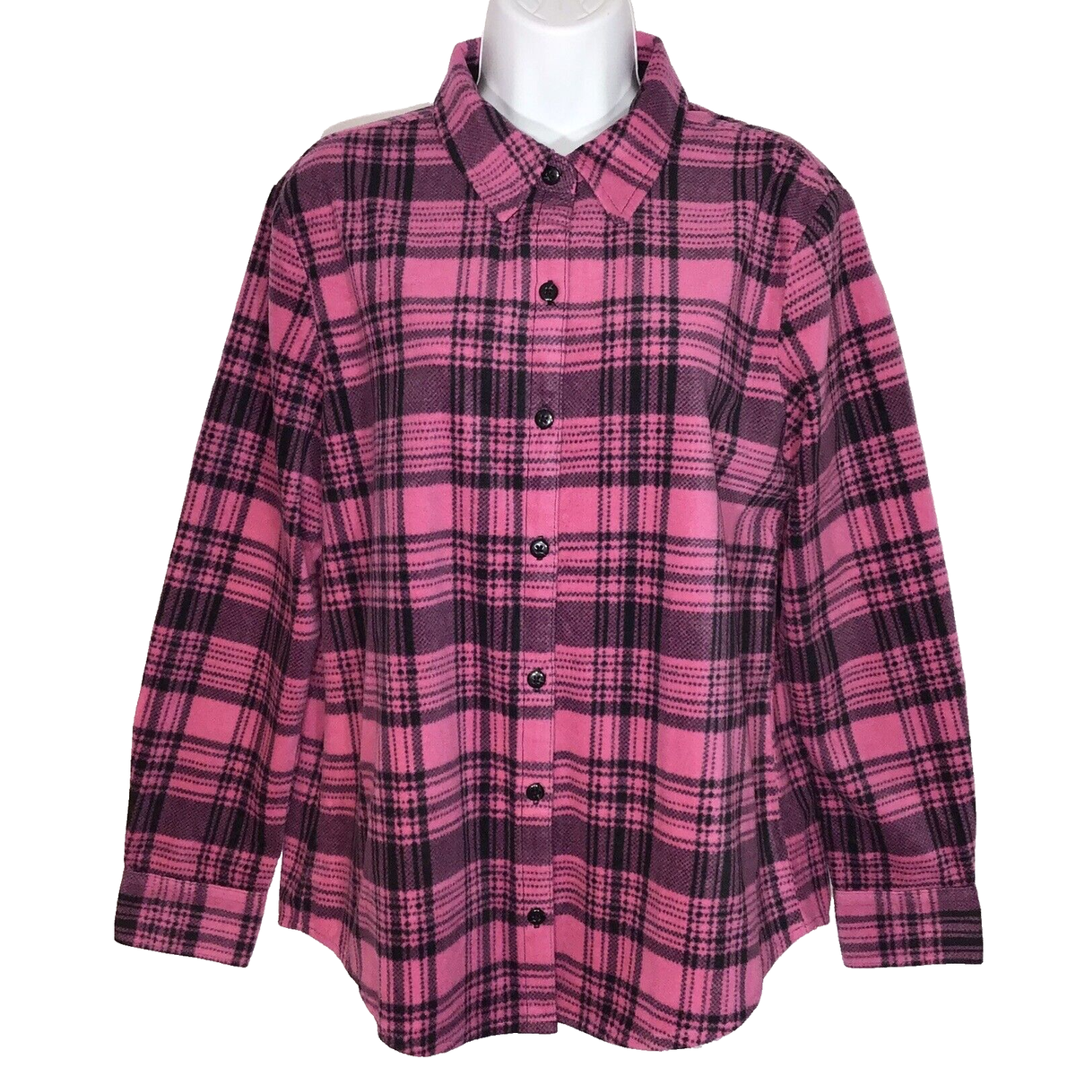 Walmart Lee Riders Fleece Lined Flannel Shirt Women's Pink LL