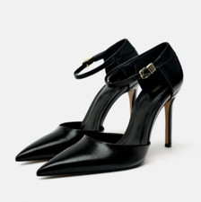 NEW ZARA Buckled ankle strap Pointed toe Heeled Pumps Shoes Size 36