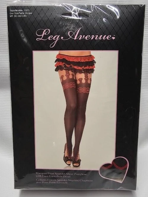 Medias transparentes de diseño de pantimedias de carpa con liguero sintético Leg Avenue O/S nuevas con etiquetas Foto 2 de 3