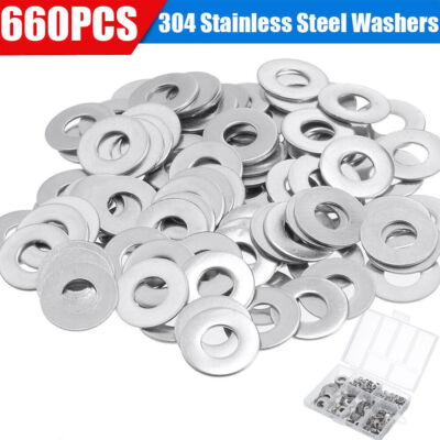 Stainless Steel Flat Washers M3 M4 M5 M6 M8 M10 Assortment Set 600pcs