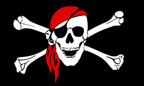 Jolly Roger Pirate with Red Bandana Flag 150cm x 90cm (5ft x 3ft) with Eyelets