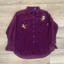 Vintage 90s Winnie The Pooh Corduroy Button Down Women s Size Medium Autumn Fall