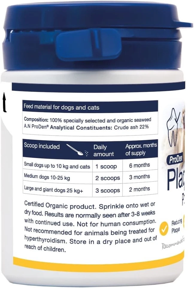 Suplemento de eliminación de placa dental Proden para perros y gatos dientes higiene bucal 60 g Foto 3 de 3