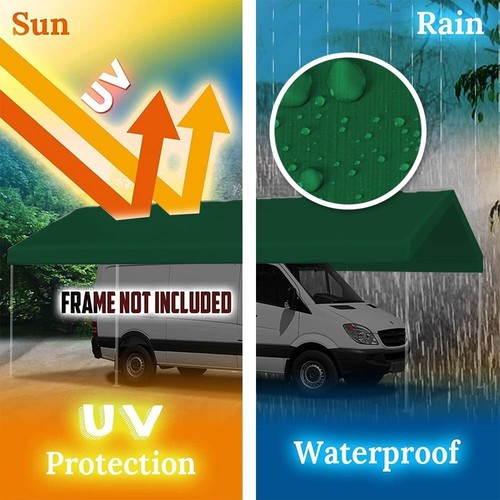 Waterproof 12'x20' Replacement Canopy Cover with Bungee Cords - Green - Picture 7 of 9