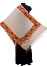 Kashmir Embroidered Floral 100 Pure Wool 28"X80" Traditional Ari Embroidery