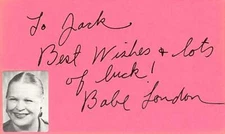 Babe London Signed Auto 3x5 Index Card Ain't Love Funny