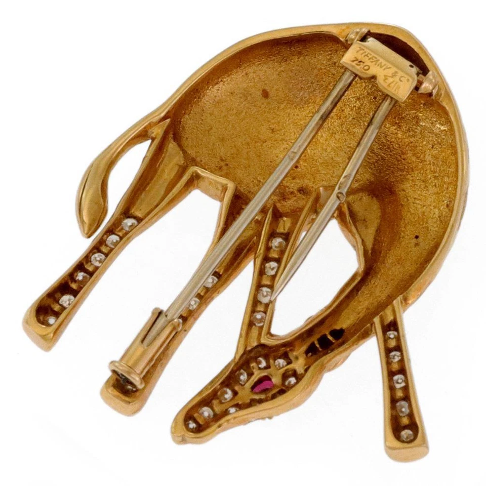 Figura Completa Tiffany & Co. Broche Oro Diamante y Gema Jirafa Foto 3 de 4