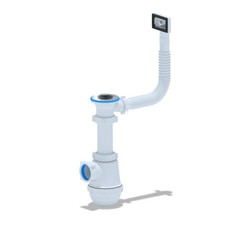 Siphon mit Überlauf Waschbecken Flaschensiphon Ablaufgarnitur 1 1/2 40ø