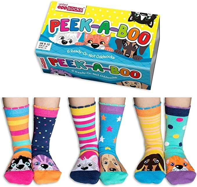 United Oddsocks Peek A Boo Animal Themed Children's Socks - Uk Size 9-12