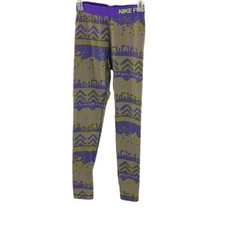 Nike Pro Womens S Leggings Purple Green Geometric Print Compression Athletic