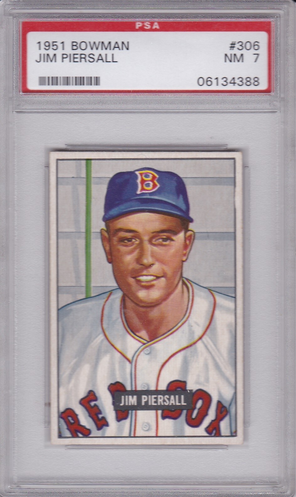 1951 Bowman #306 JIM PIERSALL (RC) PSA 7 NM Boston RED SOX CENTERED!  TOUGH!