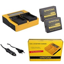 2x Batteria + caricatore 4in1 DUAL LCD per Fujifilm Finepix HS50EXR,HS30EXR