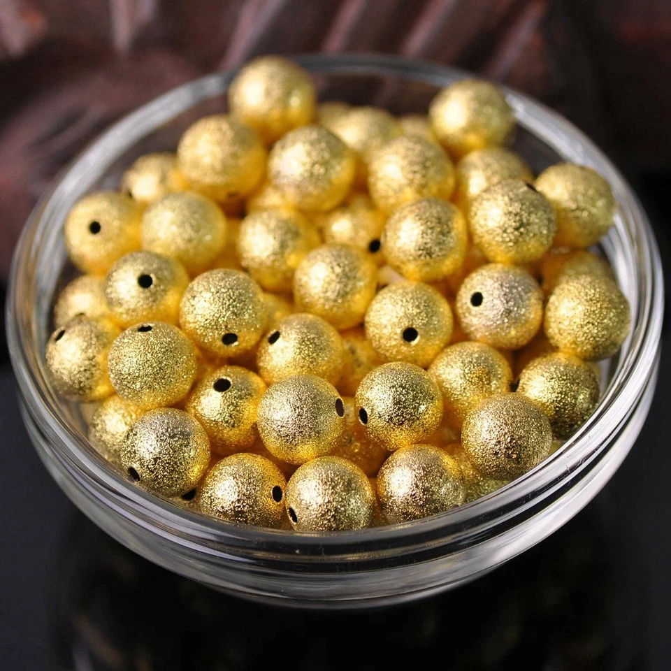 4mm 5mm 6mm 8mm 10mm Rund Matt Vergoldet Messing Lose Metall Perlen - Bild 3 von 4