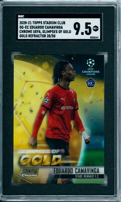 2020-21 Eduardo Camavinga Topps Stadium Club Chrome Gold Rookie 20/50 SGC 9.5