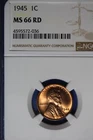 1945 NGC 1C MS66RD LINCOLN WHEAT CENT #B50225