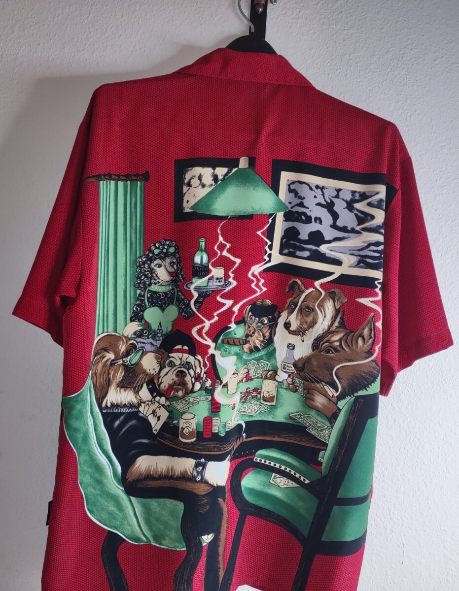 Dragonfly Mens Hawaiian Dogs Playing Pool Billiards C… - Gem