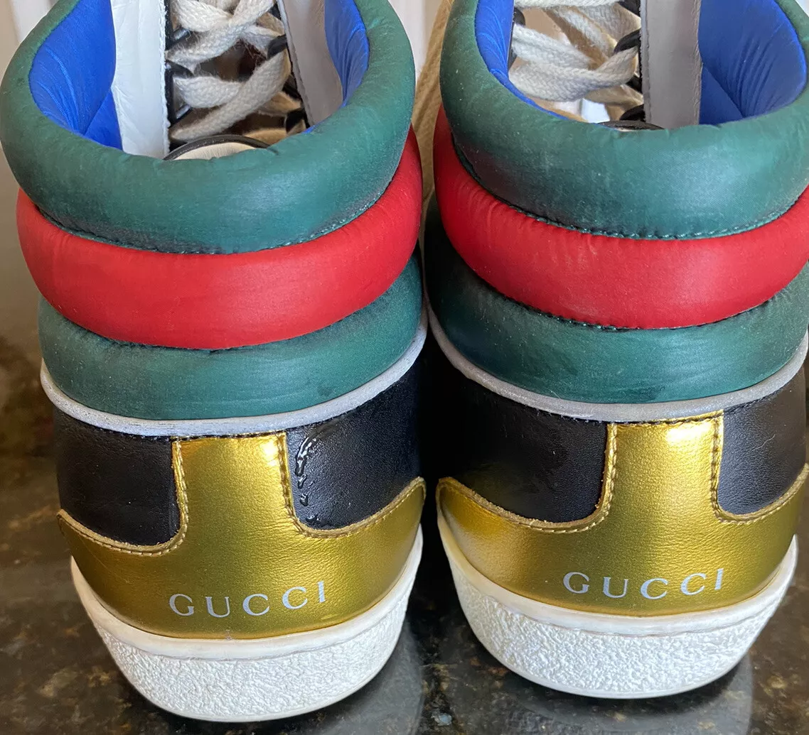 Baskets hautes pour hommes Gucci en cuir noir authentique chaussures de tennis avec COA  8 1/2