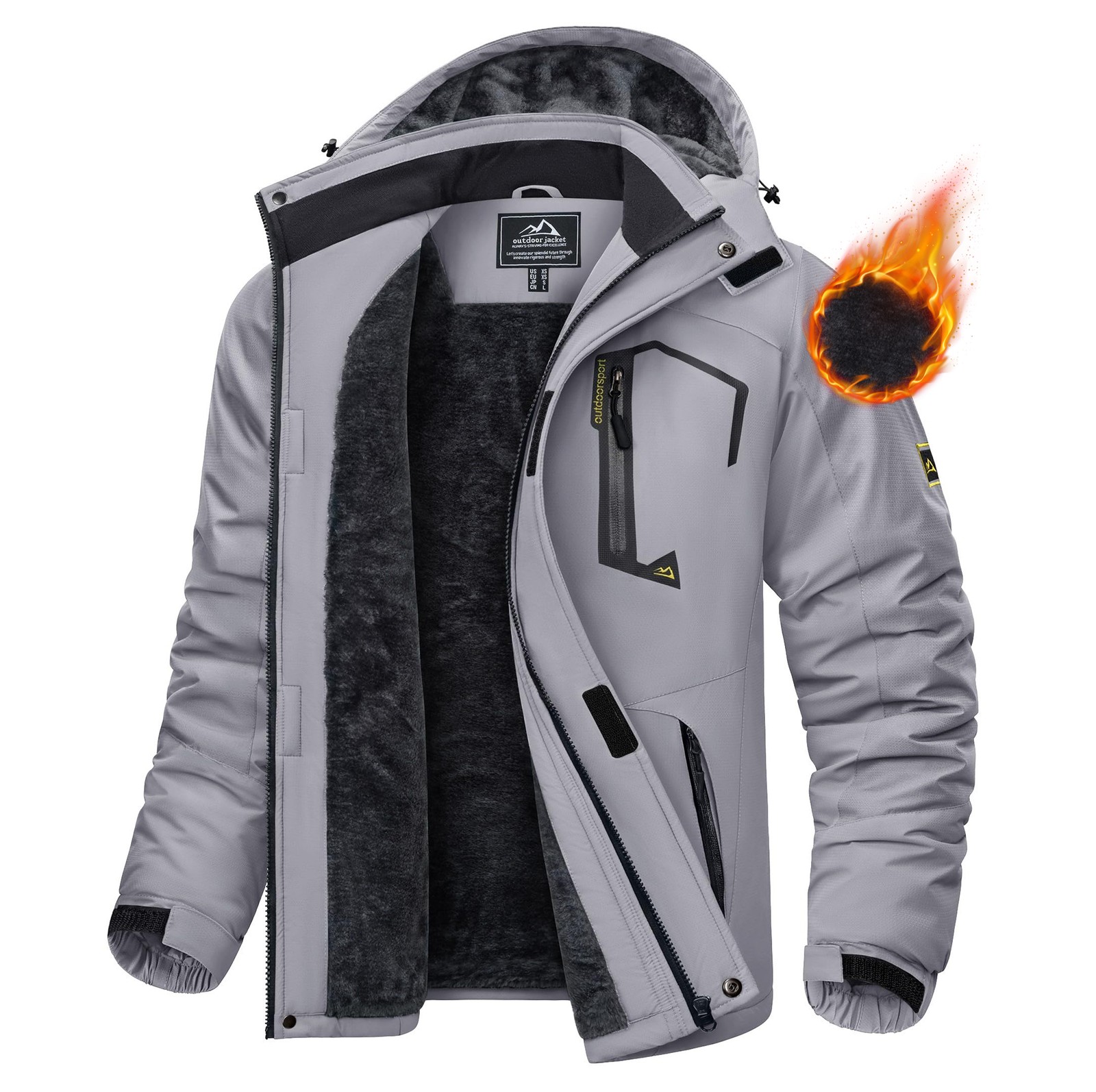 Winter Hiking Jackets Snow Thermal Fleece Work Coats