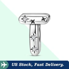 KUNSIR 925 Sterling Silver Letter T Charm For Bracelet Or Necklace Pendant Charm