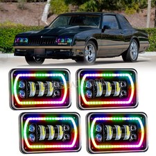 4pc 4x6 Rgb Led Headlights Hilo Drl Lamp For Chevrolet Monte Carlo 80-88 Camaro