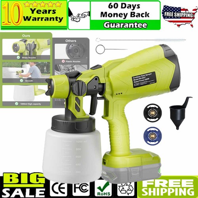 #ad 1*Cordless High Pressure Airless Spray Gun Paint Sprayer For Ryobi 18V Battery $30.49