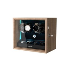 New 4 4 Automatic Watch Winder 4 Extra Storage Winder Box Blue LED Light Wooden