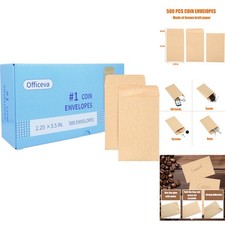 Bulk 500 Small Coin Envelopes 2.25x3.5 Inches Kraft Paper Gummed Flap Storage