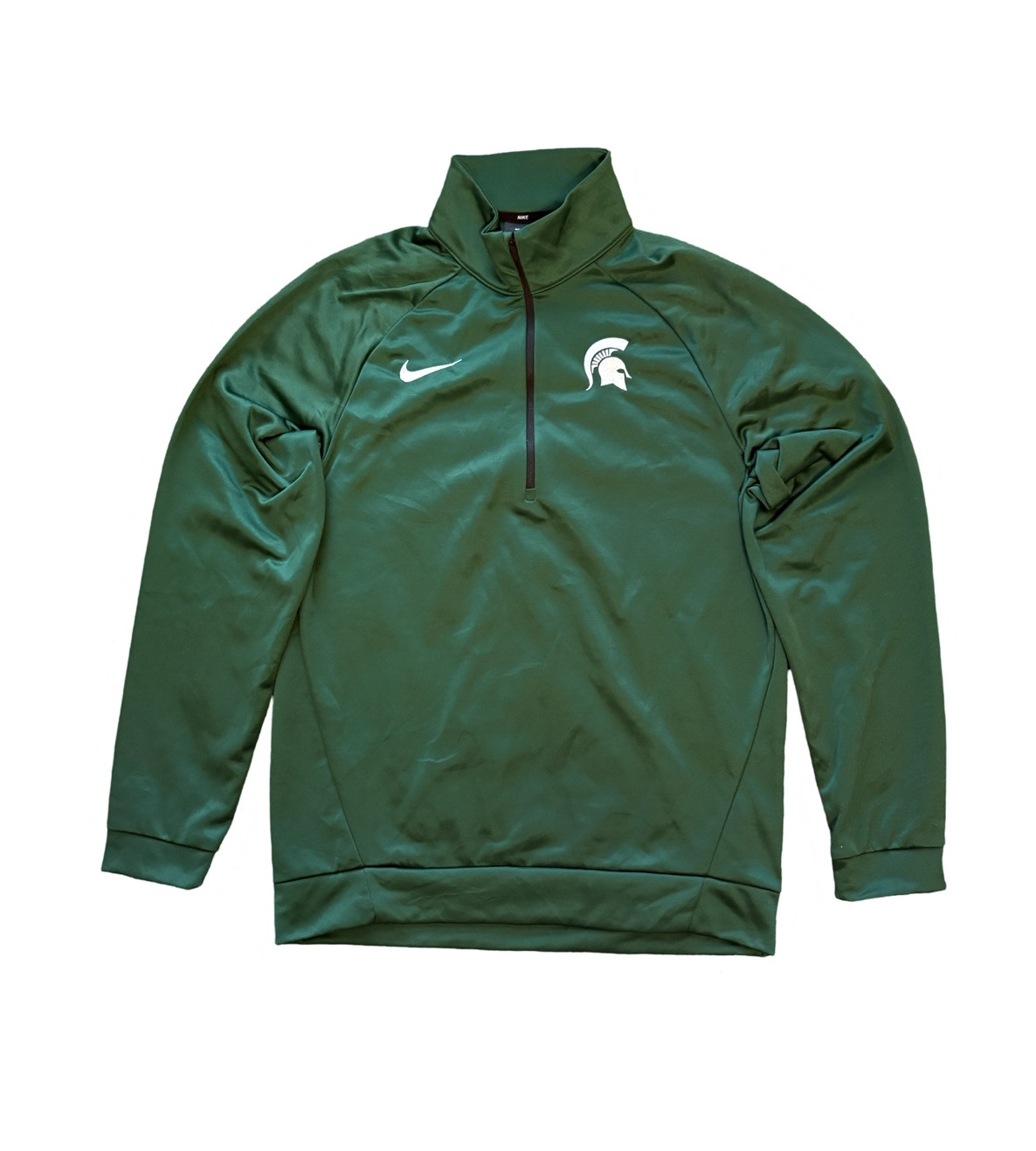Nike Michigan State Spartans Jacket Men's Green 1/2 Zip Dri-Fit NCAA Logo Medium