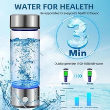 Hydrogen Rich Alkaline Water Ionizer Generator Bottle Cup Portable Mug 420ml USA