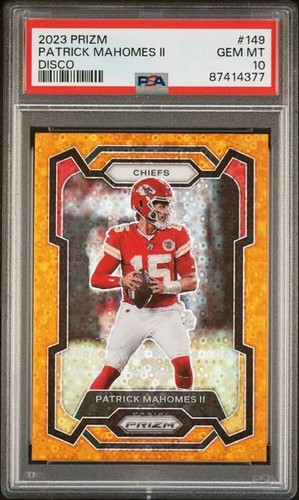 PATRICK MAHOMES II 2023 Panini Prizm Orange Disco Prizm PSA 10 #149 Chiefs🔥MVP