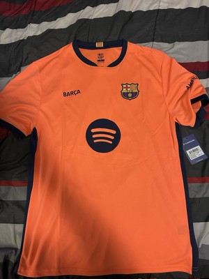 FC Barcelona Orange Navy Soccer Jersey Lamine Yamal #10 Spotify