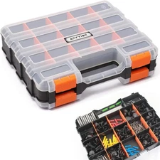 Small Parts Organizer, 34-Compartments Double Side parts organizer with Remov...