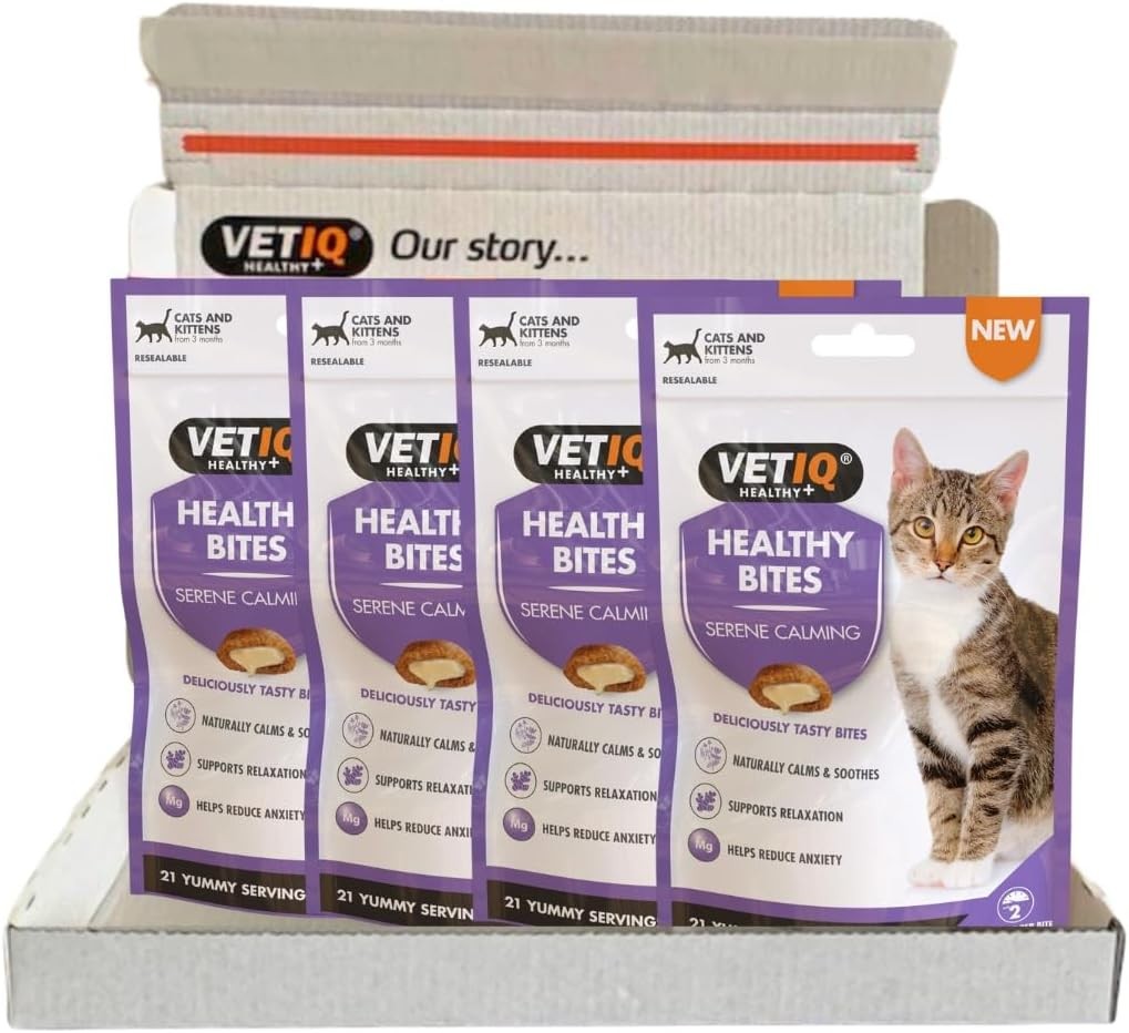 VetIQ Healthy Bites Serene Calming Cat Treats 4x65g helps calm and soothe anxio