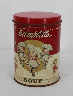 Vintage Campbell's Soup Kids Advertising Tin Red Metal Kitchen Canister Decor