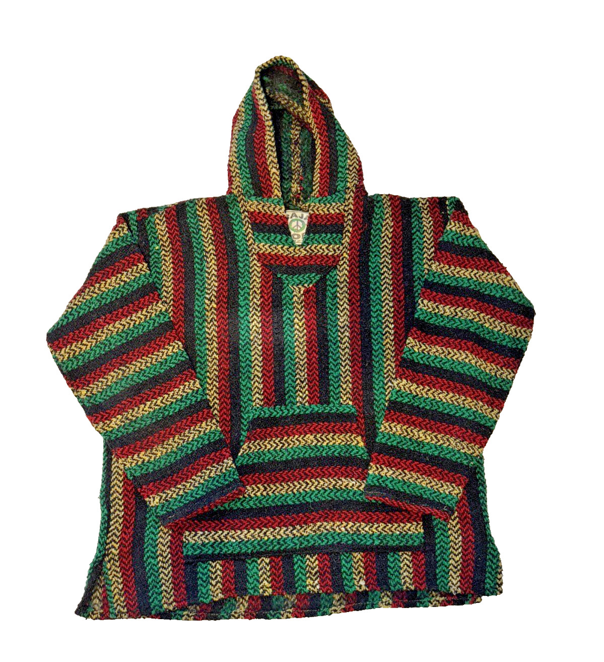 Baja Joe Rasta Hoodie Sweater Drug Rug Woven Knit Pullover Men’s XL