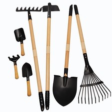 Kids Rake and Shovel Sets, 7PCS Child Metal Gardening Tools for Real Digging-...