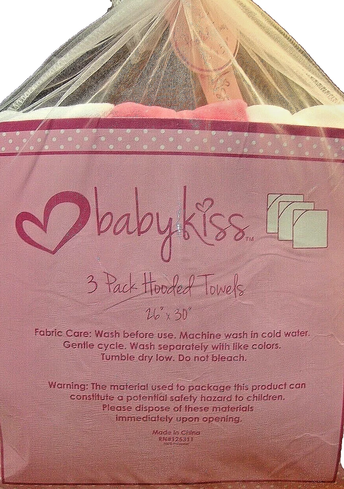 BABY KISS 3-Pack Infant Hooded Towels Gift Set Pink PRINCESS IN TRAINING     847 - Image 3 of 3