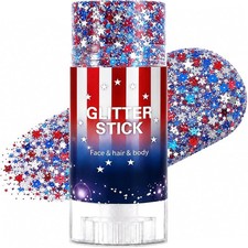 Patriotic Red White and Blue Body Glitter Stick Star Sparkling Hair Face Glitter
