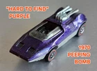 Hot Wheels Redlines EXC ©1970 "HARD TO FIND" PURPLE Peeping Bomb USA VERY NICE