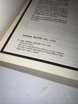 1982 Datsun 280ZX Factory Service Manual - Original Nissan OEM