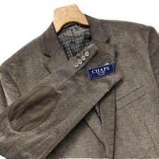 Chaps Blazer Mens 46 Long Grey Elbow Patch Sport Coat Modern Fit Jacket New