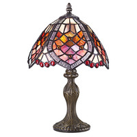 Handmade Red Beaded Stained Glass Tiffany Table Lamp by Happy Homewares