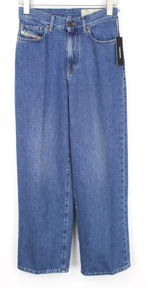 DIESEL Widee 080AN Women's Jeans W25/L32 Blue Straight Fit Pure Cotton Denim - Image 2 of 4