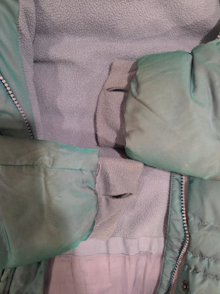 Chaqueta con Capucha Eddie Bauer Puffer Piel Sintética Niña Talla 10-12 Color Verde azulado Foto 3 de 4