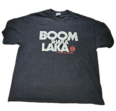 #ad Vintage Portland Trail Blazers Shirt BOOM SHAKA LAKA Black Tshirt Size 2XL $24.99
