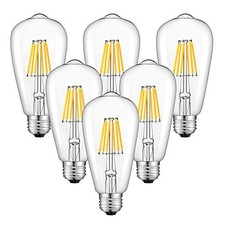 6W Dimmable LED Edison Bulb 3200K Soft White, 700LM 6w/Soft White(3200k)-6pack