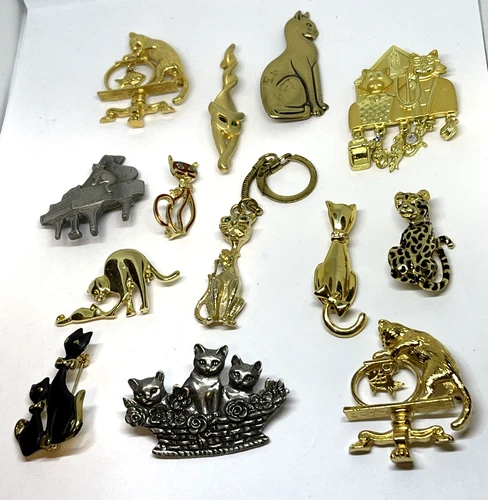Vintage Cat Kitty Brooches Pins Costume Jewelry AJC AAI Avon Lot 13