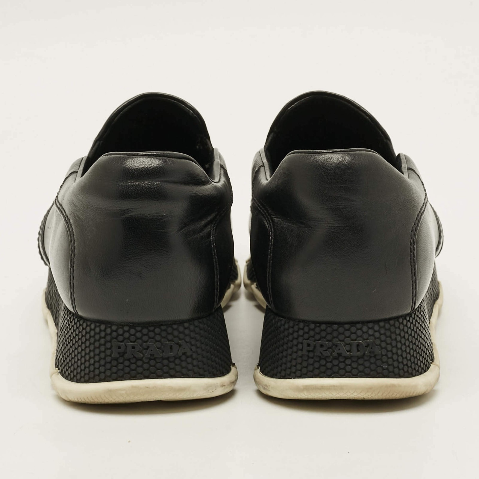 Prada Sport Size 38.5 Black Leather Slip On Sneakers thumbnail 5