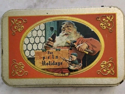 1995 Coca Cola Santa Tin Limited Edition CHRISTMAS 2 Decks of Playing Cards VTG